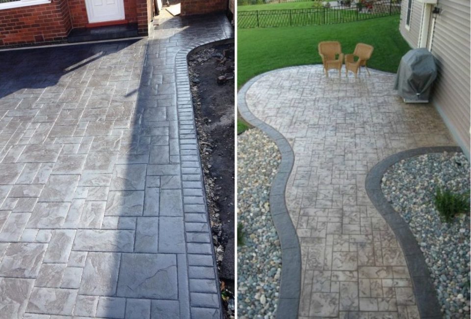 Chemins près de la maison en béton imprimé