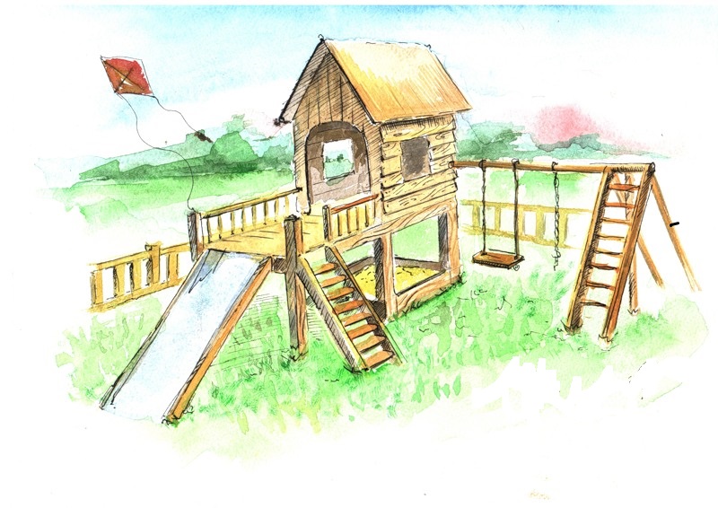 image peinte d'une aire de jeux