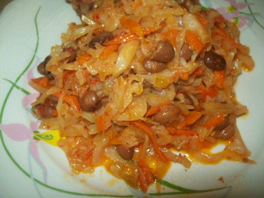 chou mijoté aux haricots