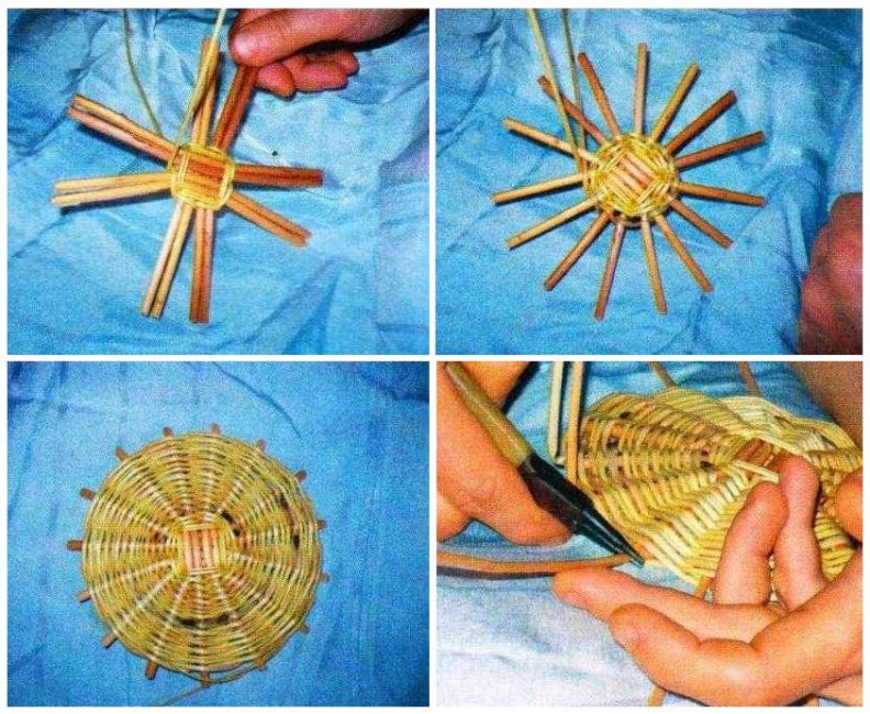 Tressage du fond du panier de la jardinière