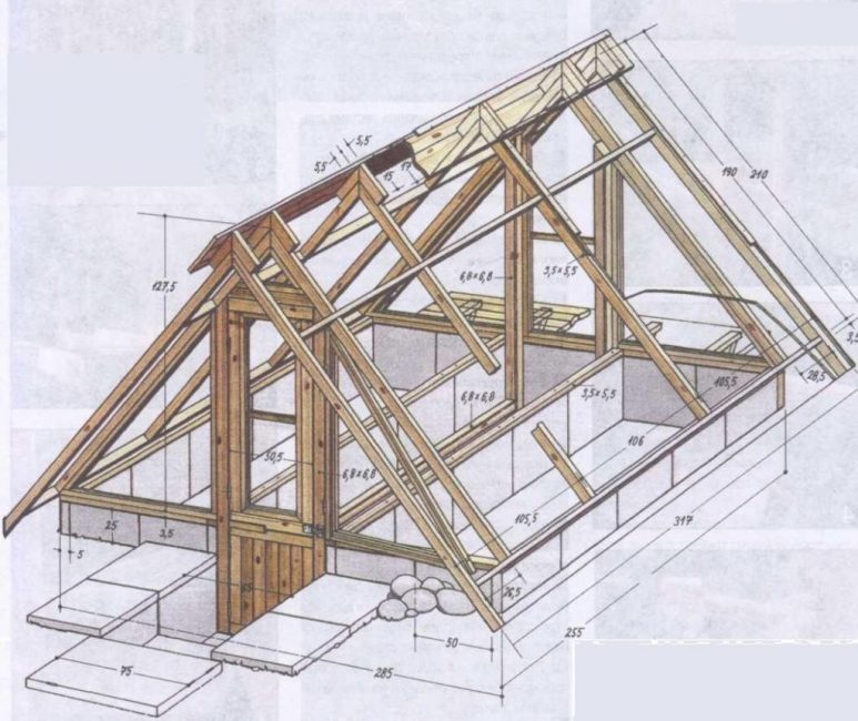 Serre en forme de A encastrée dans le sol