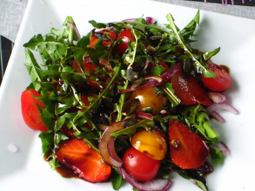 Salade de feuilles de pissenlit