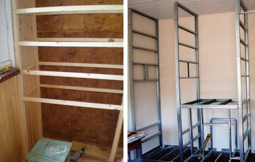 Châssis en poutres de bois et métal galvanisé