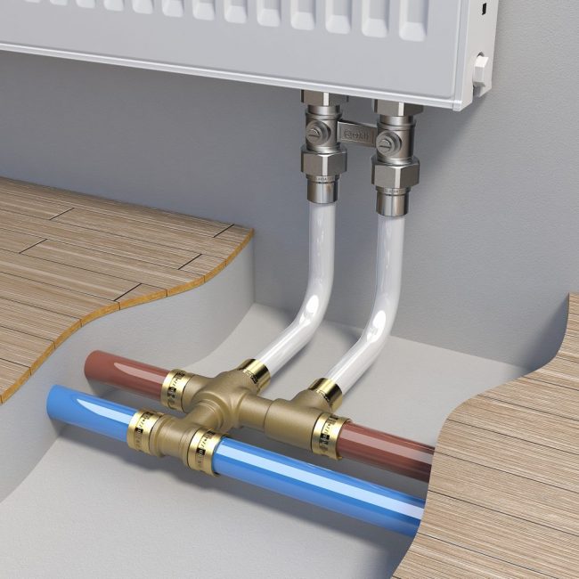 Installation de tuyaux de chauffage dans la chape