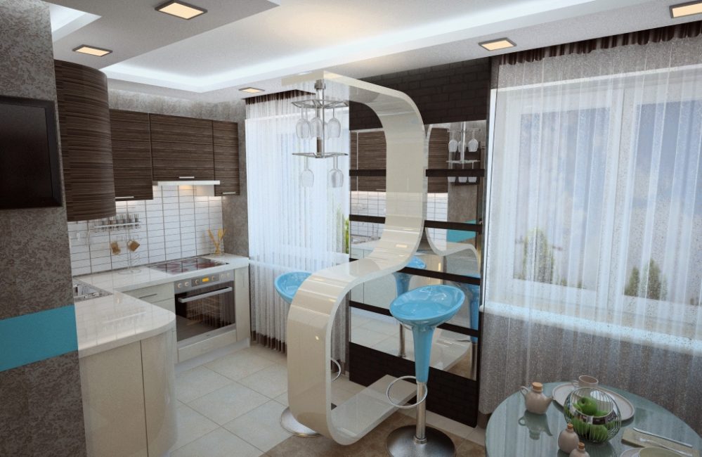 Zonage du coin cuisine dans le studio