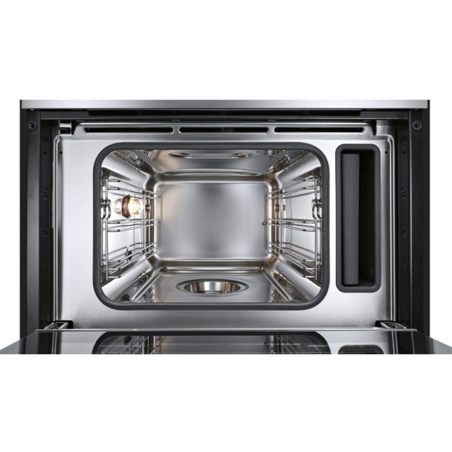 L'option classique 2 en 1. En achetant ce modèle, le consommateur reçoit un four et un bain-marie. Une autre commodité est que vous n'avez pas besoin de déplacer l'équipement pour le travail - il est installé en permanence et toujours en état de fonctionnement. L'intérieur est en acier inoxydable, ce qui est pratique et fiable.