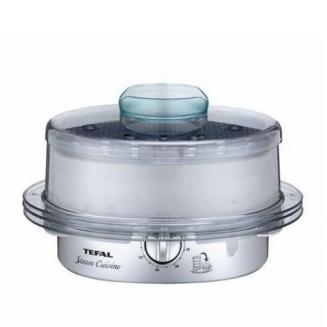 Une fois assemblé, le cuiseur vapeur prend peu de place.Le boîtier est en plastique, les bols sont transparents, ce qui est pratique pour contrôler la cuisson. De plus, ce modèle est léger, ne nécessite pas d'effort pour se déplacer.