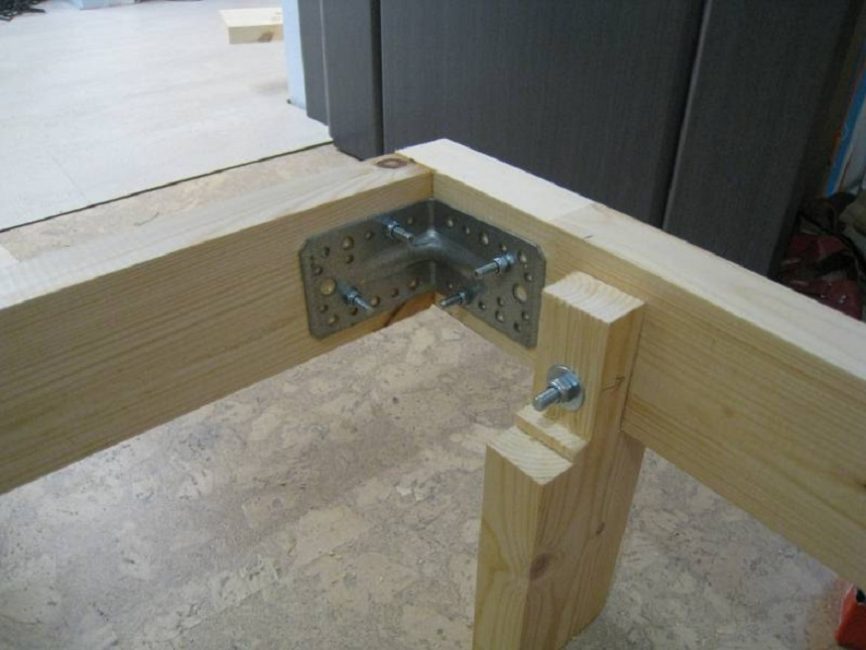 Les pieds sont fixés avec des vis aux coins du cadre