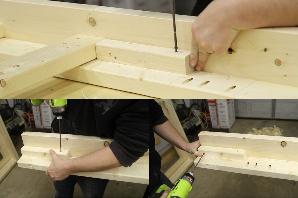 Fixation des étagères au cadre du cadre