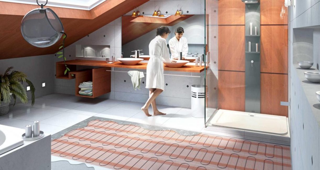 Plancher chauffant dans la salle de bain