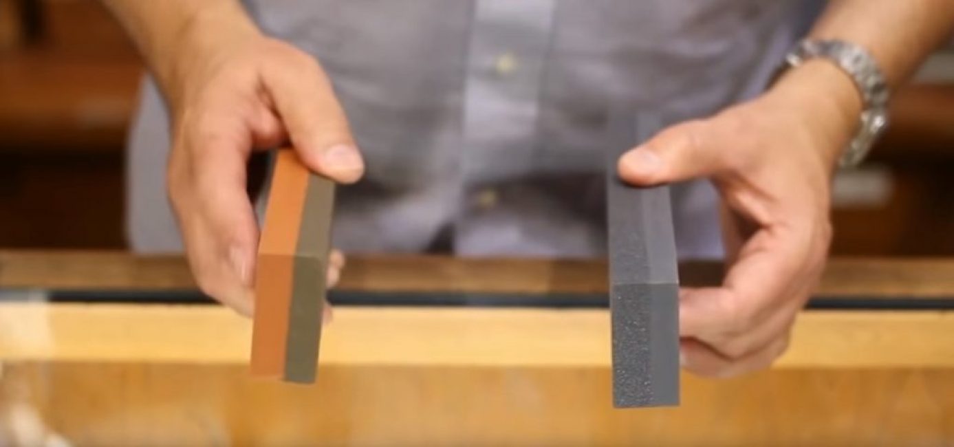 Il existe deux types de pierres à aiguiser - l'indium (à gauche) et le cristal (à droite)