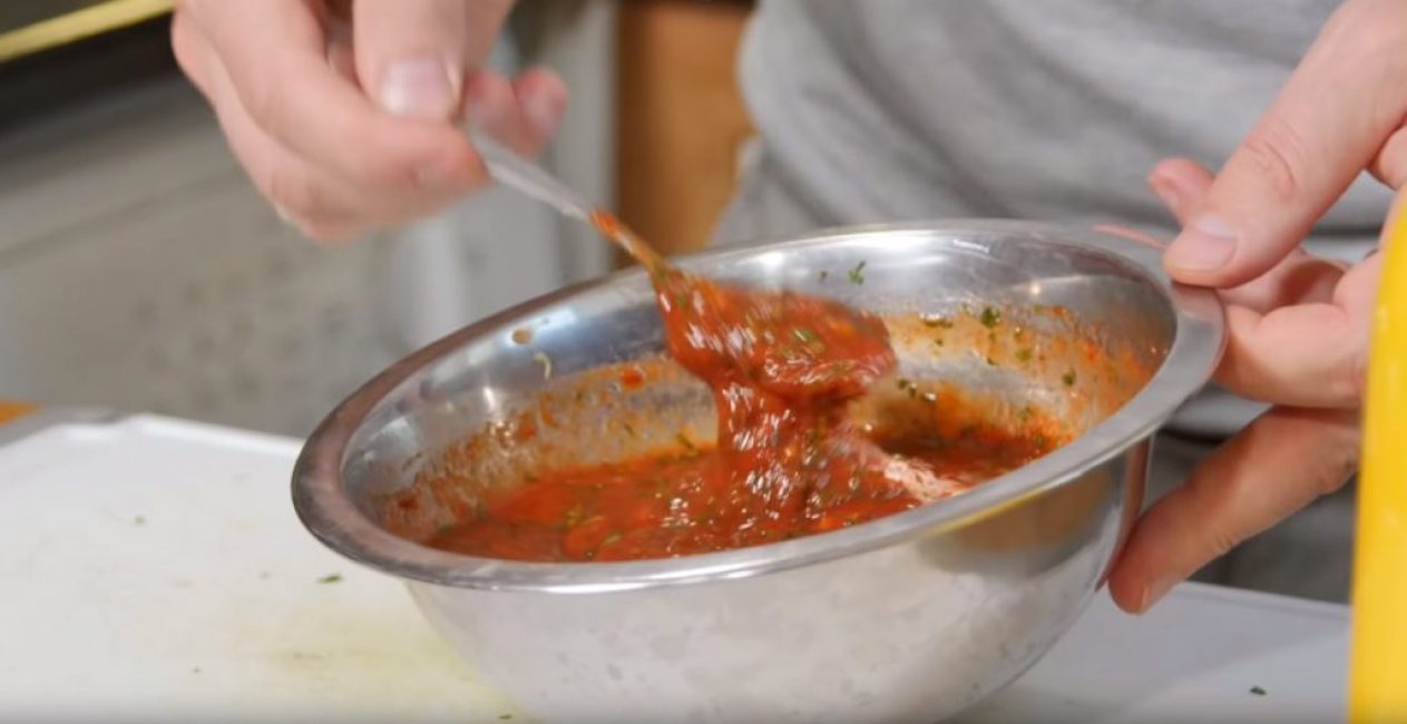 Vue approximative de l'état requis de la sauce