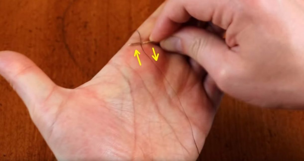 Le sens de déplacement de l'aiguille lors de l'enfilage