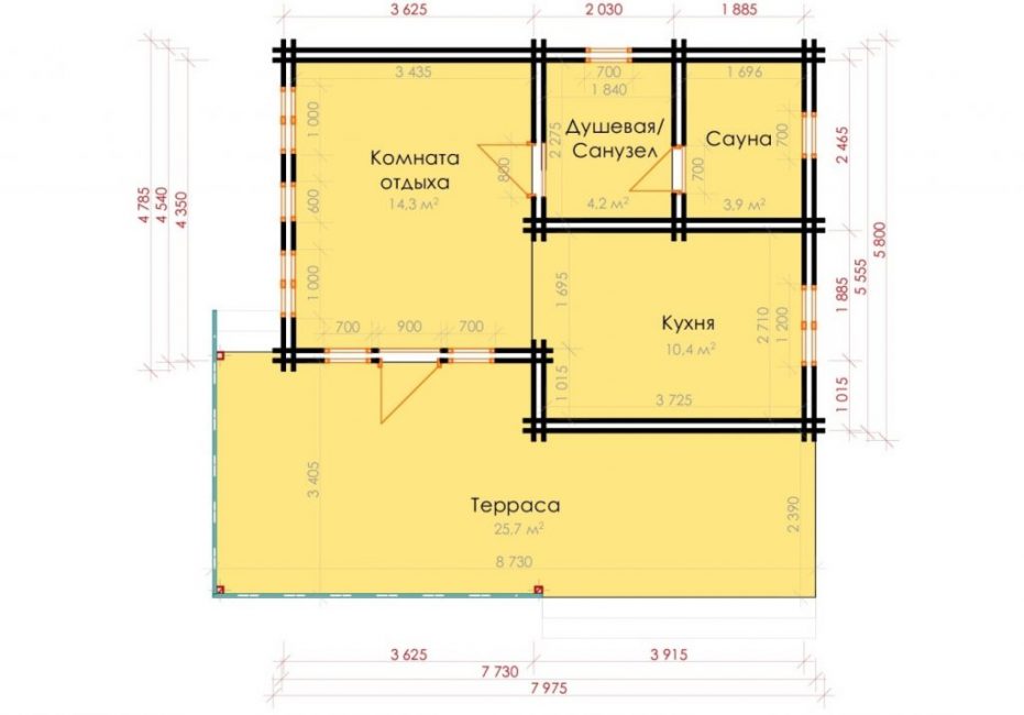 Dessin de bain 65 m².
