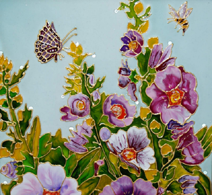 Vitrail fleuri raffiné