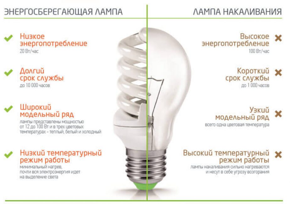 Comparaison des lampes à économie d'énergie et à incandescence