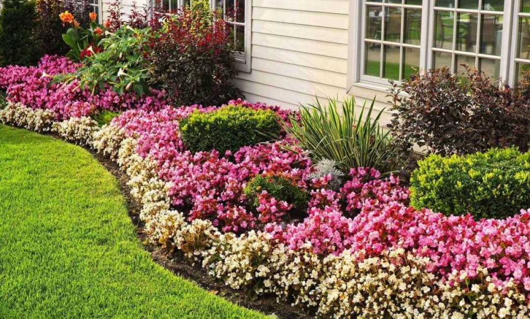 La maison autour du périmètre peut être décorée de parterres de fleurs