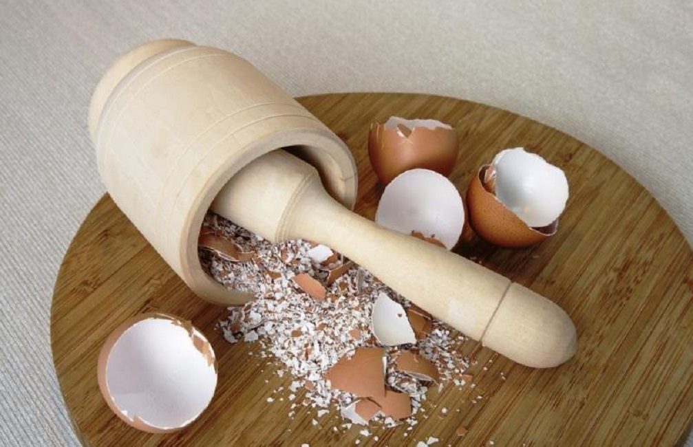 Hacher finement la coquille d'œuf avant utilisation.