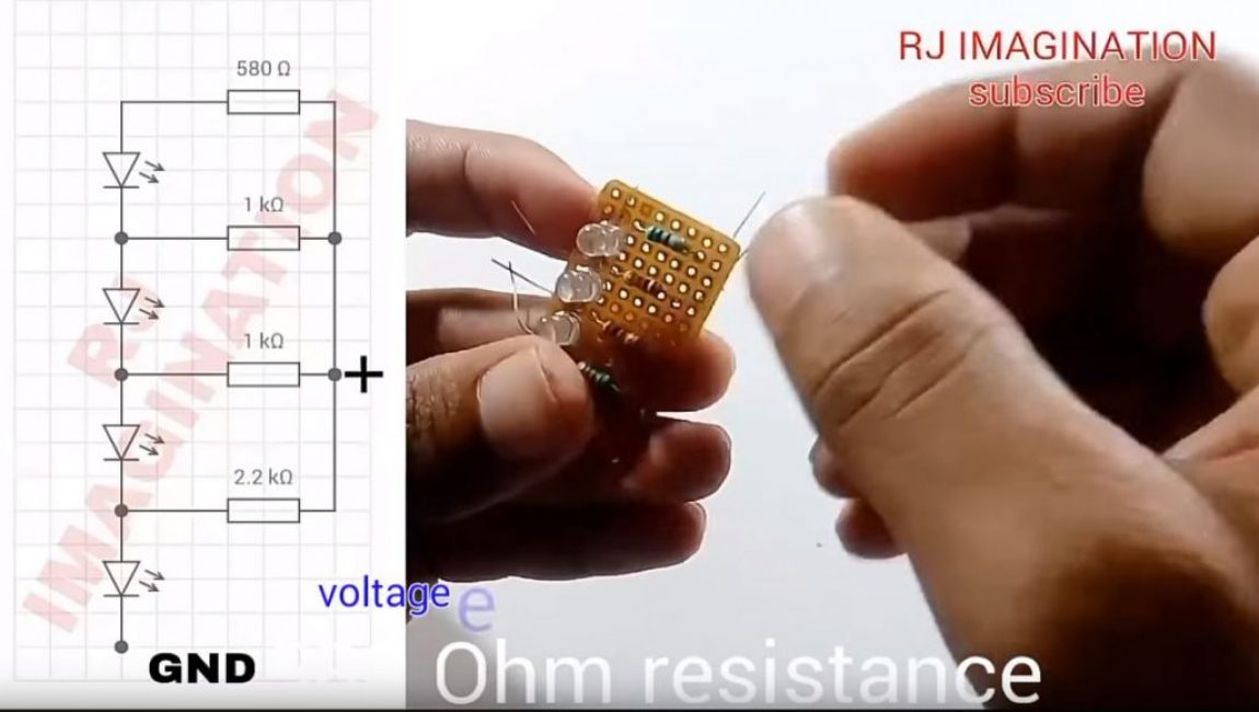 Nous allons assembler l'indicateur sur une carte universelle selon le schéma suivant