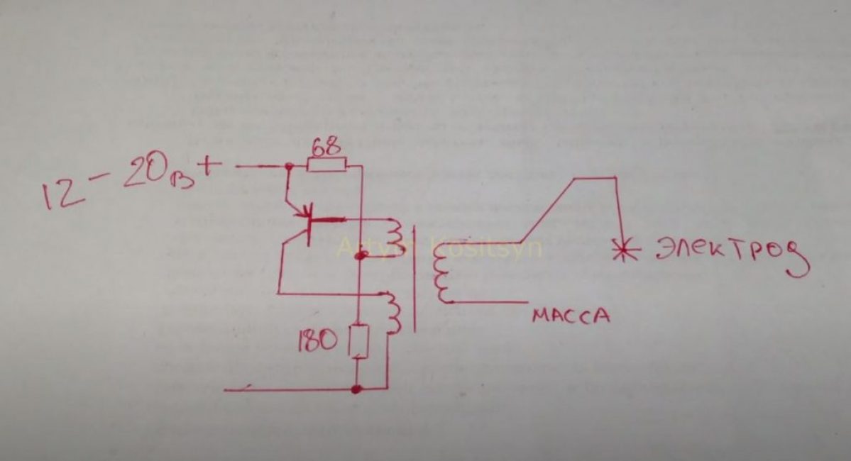 Nous allons assembler la soudure selon le schéma d'un générateur de blocage à cycle unique sur un transistor bipolaire FP1016